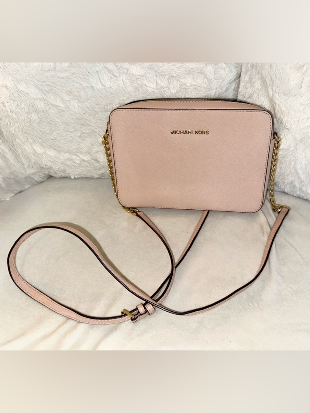 Michael Kors Jet Set Large Saffiano Leather Crossbody Bag Blush